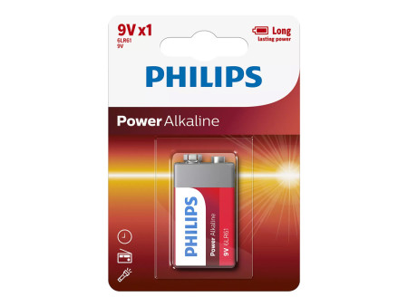 PHILIPS Power αλκαλικές μπαταρίες 6LR61P1B/10, 6LR61 9V, 1τμχ