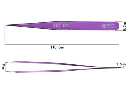 BEST Τσιμπίδα BST-10C, Stainless Steel, ESD, Ίσια