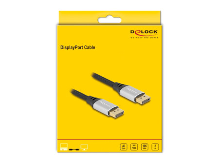 DELOCK καλώδιο DisplayPort 2.1 80634, 16K/60Hz, 40 Gbps, 2m, μαύρο