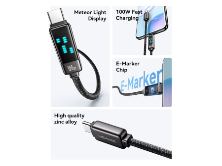 USAMS καλώδιο USB-C SJ744, 100W, 480Mbps, 1.2m, μαύρο