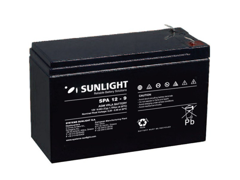 Sunlight Μολύβδου 12V 9A για UPS | ATC | 01.009.0007