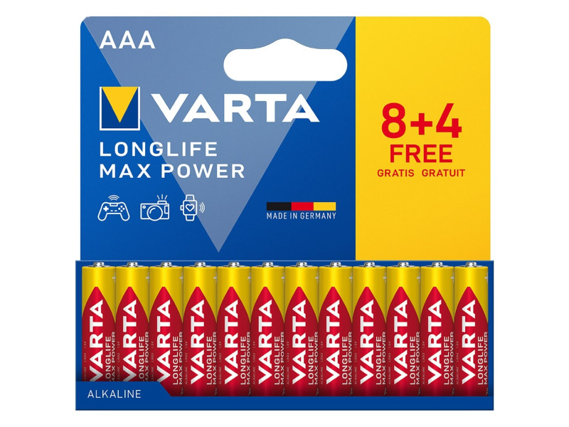 Varta Longlife Max Power Αλκαλική Μπαταρία AAA B8+4 | ATC | 01.001.0158