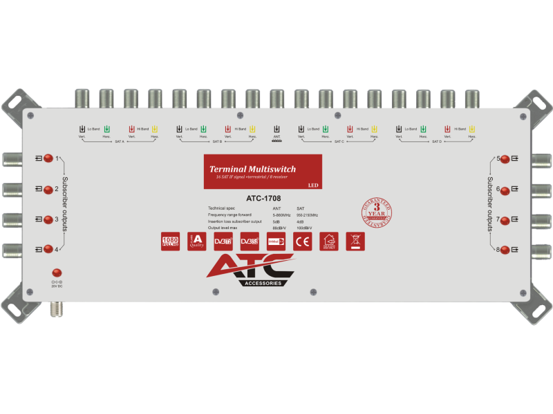 ATC ΠΟΛΥΔΙΑΚΟΠΤΗΣ ATC-1708 (4 Sat + 1 Ter / 8 Εξόδοι) | ATC | 03.002.0053