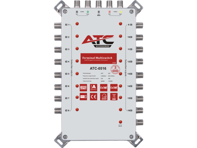 ATC ΠΟΛΥΔΙΑΚΟΠΤΗΣ ATC-0516 (1 Sat + 1 Ter / 16 Εξόδοι) | ATC | 03.002.0048