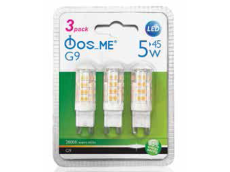 ΦOSME LED CORN G9 ΔΙΑΦΑΝΗ 5W 4000k 340LM 360 SET 3pcs