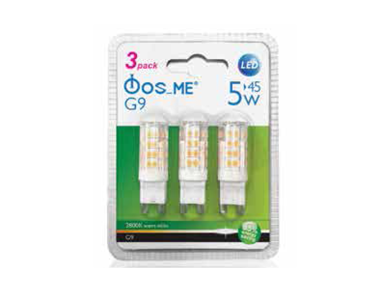 ΦOSME LED CORN G9 ΔΙΑΦΑΝΗ 5W 4000k 340LM 360 SET 3pcs