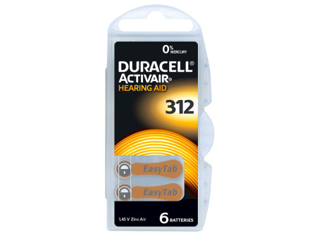 DURACELL μπαταρίες ακουστικών βαρηκοΐας Activair 312, 1.45V, 6τμχ