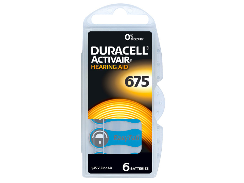 DURACELL μπαταρίες ακουστικών βαρηκοΐας Activair 675, 1.45V, 6τμχ