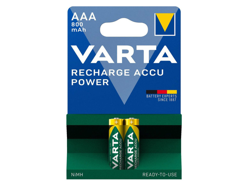 VARTA επαναφορτιζόμενες μπαταρίες λιθίου, AAA, 800mAh, 1.2V, 2τμχ