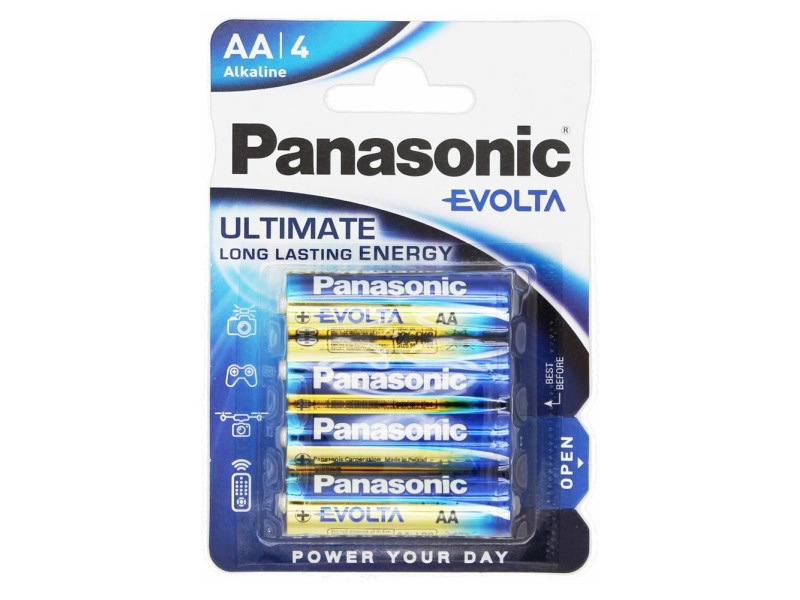 PANASONIC αλκαλικές μπαταρίες Evolta, AA/LR6, 1.5V, 4τμχ