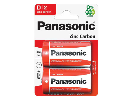 PANASONIC μπαταρίες Zinc Carbon, D/R20, 1.5V, 2τμχ