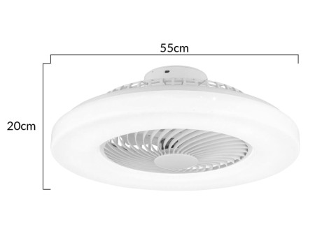 POWERTECH smart ανεμιστήρας οροφής HLL-0172 με LED φως, 36W, Φ55x20cm, λευκός