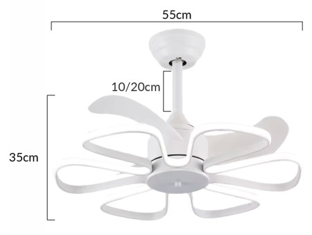 POWERTECH ανεμιστήρας οροφής HLL-0173 με LED φως, 96W, Φ55x35cm, λευκός