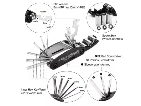 Πολυεργαλείο ποδηλάτου BIKE-0044, 15 σε 1