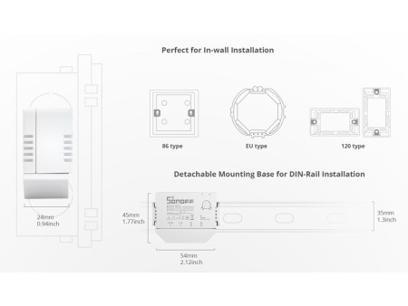 SONOFF smart διακόπτης ZBMINI-L, 1-gang, ZigBee 3.0, λευκός