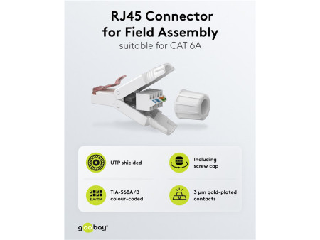 GOOBAY βύσμα RJ45 65942, CAT 6 UTP, tool-free, λευκό