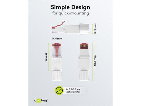 GOOBAY βύσμα RJ45 65942, CAT 6 UTP, tool-free, λευκό