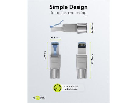 GOOBAY βύσμα RJ45 65939, CAT 6A STP, tool-free, ασημί