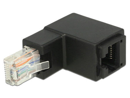 DELOCK αντάπτορας RJ45 86424, CAT 6 UTP, γωνιακός 90°, μαύρος