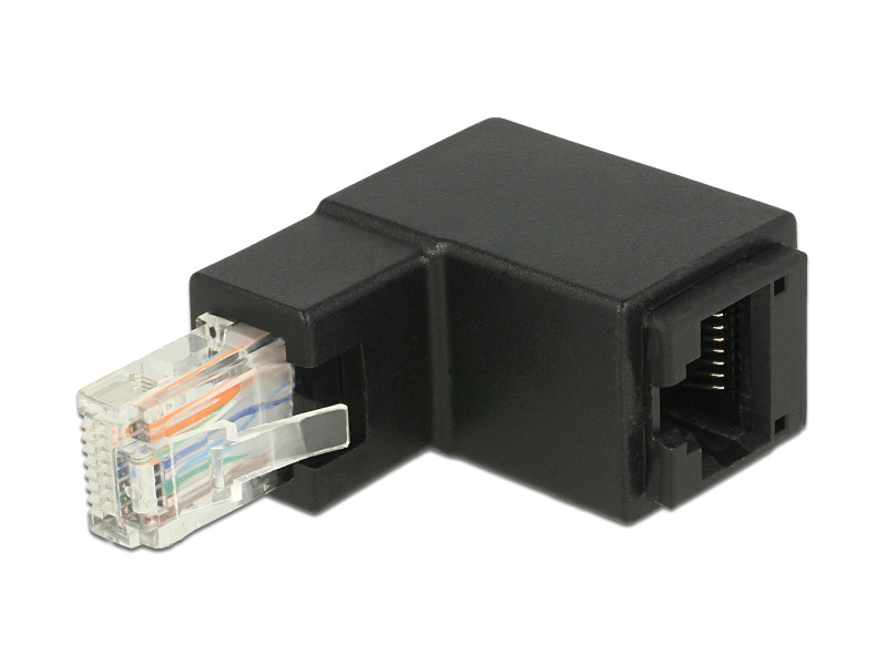 DELOCK αντάπτορας RJ45 86424, CAT 6 UTP, γωνιακός 90°, μαύρος