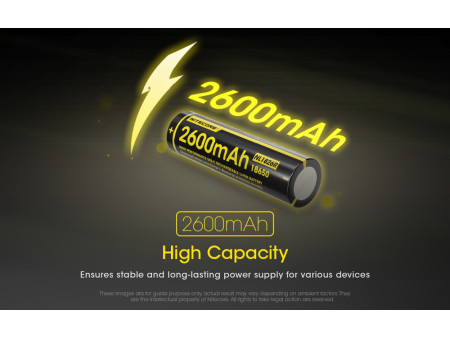 NITECORE επαναφορτιζόμενη μπαταρία τύπου 18650 NL1826R, 2600mAh, USB-C