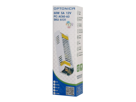 OPTONICA τροφοδοτικό LED καλωδιοταινίας 6131, 60W, 12V/5A