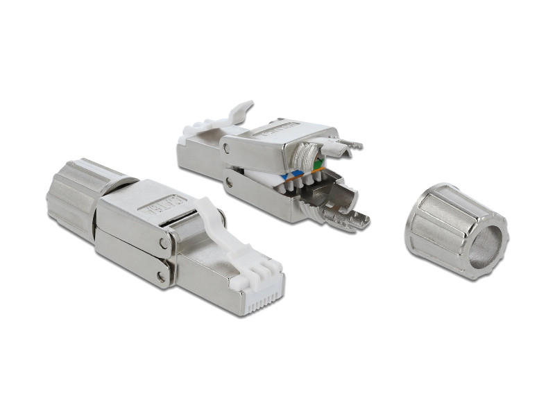 DELOCK βύσμα RJ45 CAT 6A STP 86477, tool-free, ασημί