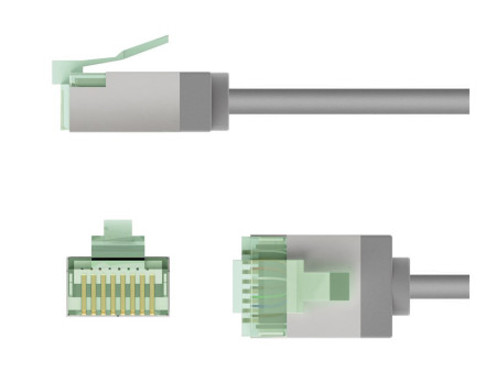 GOOBAY καλώδιο δικτύου 74344, CAT 8.1 U/FTP, slim, copper, 40Gbps, 0.25m, γκρι