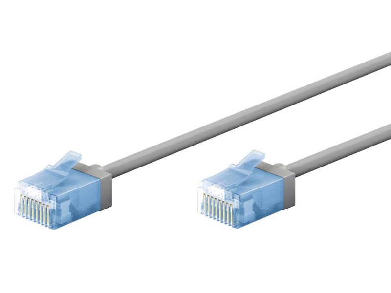 GOOBAY καλώδιο δικτύου 74221, CAT 6A U/UTP, slim, copper, 500MHz, 0.5m, γκρι