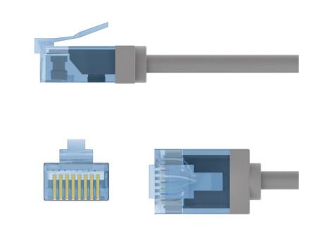 GOOBAY καλώδιο δικτύου 74221, CAT 6A U/UTP, slim, copper, 500MHz, 0.5m, γκρι