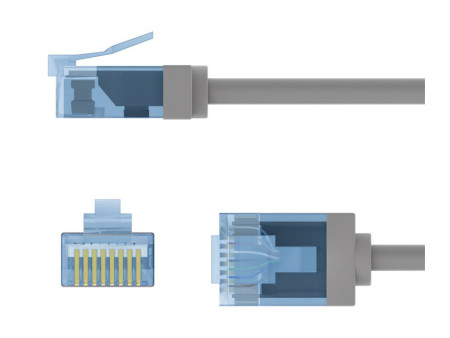 GOOBAY καλώδιο δικτύου 74222, CAT 6A U/UTP, slim, copper, 10Gbps, 1m, γκρι