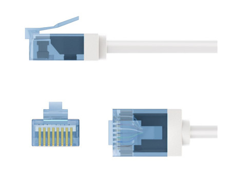 GOOBAY καλώδιο δικτύου 74244, CAT 6A U/UTP, slim, copper, 500MHz, 0.15m, λευκό