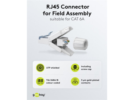 GOOBAY βύσμα RJ45 65941, CAT 6A UTP, tool-free, λευκό