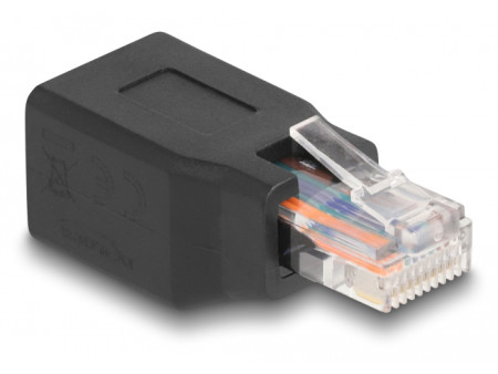 DELOCK αντάπτορας RJ45/RJ48/RJ50 66991, 10P/10C pin out 1:1, μαύρος