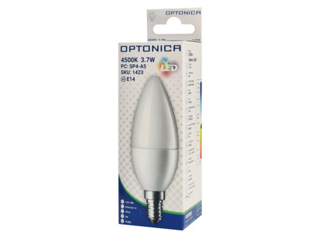 OPTONICA LED λάμπα candle C37 1423, 3.7W, 4500K, E14, 320lm