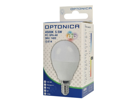 OPTONICA LED λάμπα G45 1402, 5.5W, 4500K, E14, 450lm