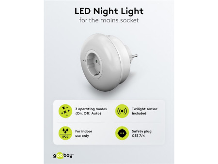 GOOBAY LED φωτιστικό νυκτός 64566 με πρίζα schuko, 6500K, IP20