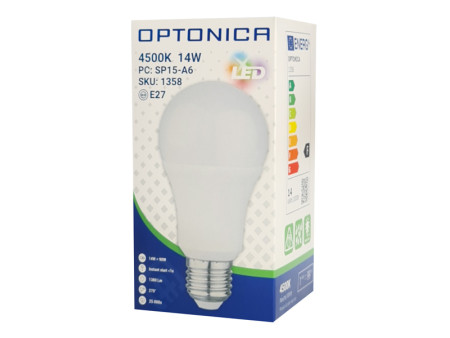 OPTONICA LED λάμπα A60 1358, 14W, 4500K, E27, 1380lm