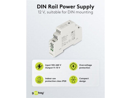 GOOBAY τροφοδοτικό 59573 για DIN rail, 12V/1.25A, 15W, IP20