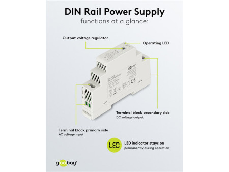 GOOBAY τροφοδοτικό 59573 για DIN rail, 12V/1.25A, 15W, IP20