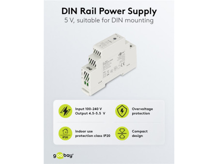 GOOBAY τροφοδοτικό 59574 για DIN rail, 5V/2.4A, 12W, IP20