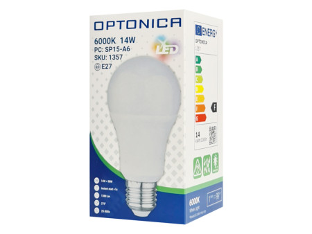 OPTONICA LED λάμπα A60 1357, 14W, 6000K, E27, 1380lm