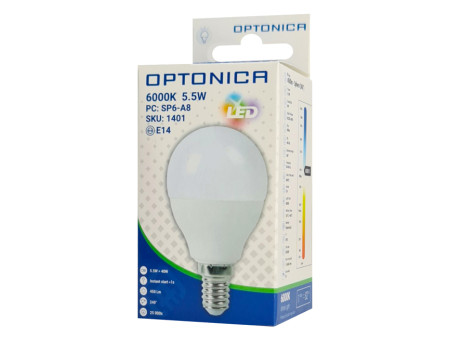 OPTONICA LED λάμπα G45 1401, 5.5W, 6000K, E14, 450lm