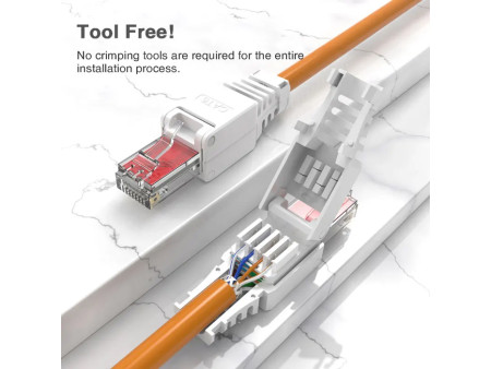 POWERTECH βύσμα δικτύου RJ45 CAB-N350, CAT 6A UTP, tool-free, λευκό