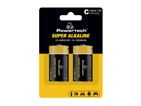 POWERTECH αλκαλικές μπαταρίες Super Alkaline PT-1216, LR14, 1.5V, 2τμχ