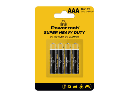 POWERTECH μπαταρίες Zinc Carbon Super Heavy Duty PT-1218, AAA 1.5V, 4τμχ