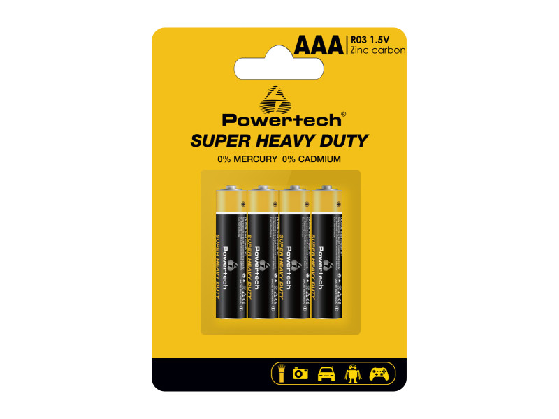 POWERTECH μπαταρίες Zinc Carbon Super Heavy Duty PT-1218, AAA 1.5V, 4τμχ