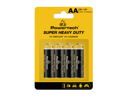 POWERTECH μπαταρίες Zinc Carbon Super Heavy Duty PT-1219, AA, 1.5V, 4τμχ