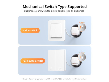 SONOFF smart διακόπτης S-MATE2, 3 κανάλια, μπαταρίας, λευκός