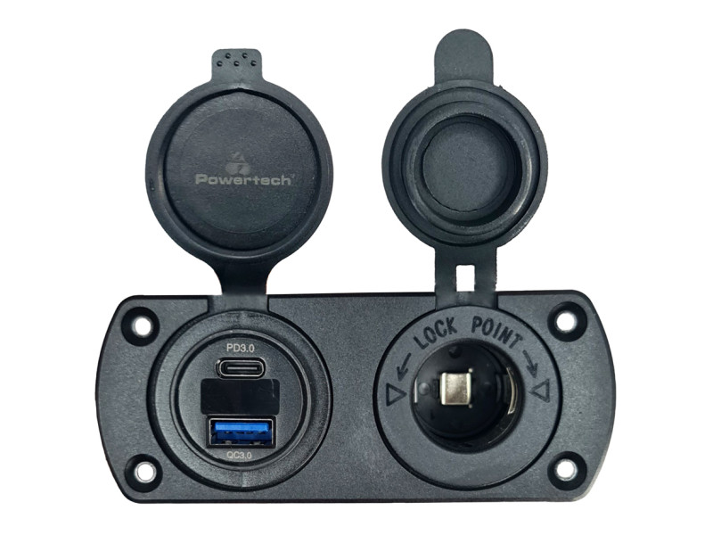 POWERTECH πρίζα 12V για σκάφη & οχήματα PTL-002, USB/USB-C, οθόνη, IP65